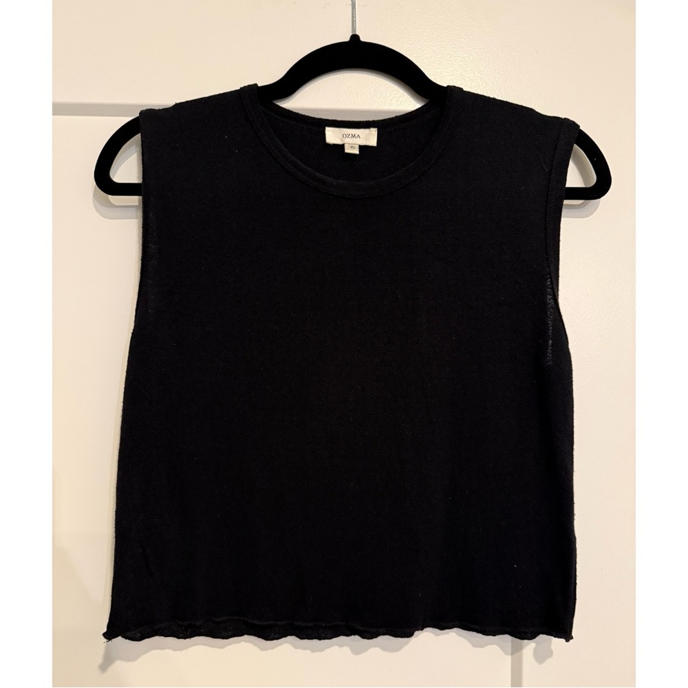Ozma Tasi Crop, Regen Silk Noil Jersey, Black
